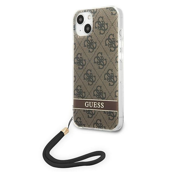 Guess GUOHCP14MH4STW iPhone 14 Plus / 15 Plus 6.7" brązowy/brown hardcase 4G Print Strap