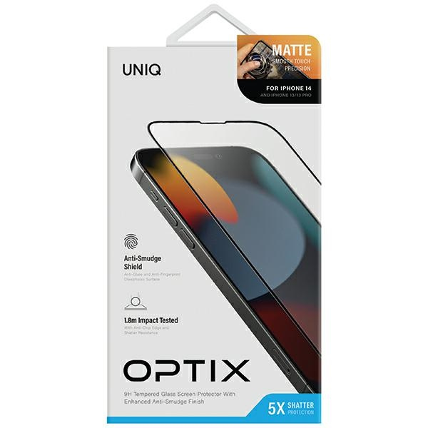 UNIQ Optix Matte iPhone 14 6.1" / 13 6.1" / 13 Pro 6.1" matowe szkło hartowane z aplikatorem