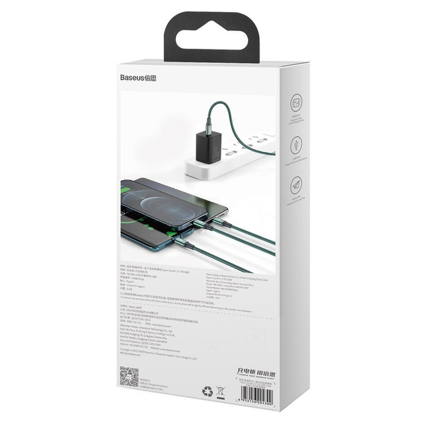 Baseus kabel 3w1 Rapid PD USB-C - micro USB + Lightning + USB-C 1,5m zielony 20W