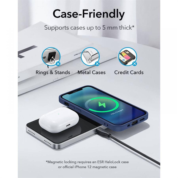 ESR HALOLOCK 2IN1 MAGNETIC MAGSAFE WIRELESS CHARGER BLACK