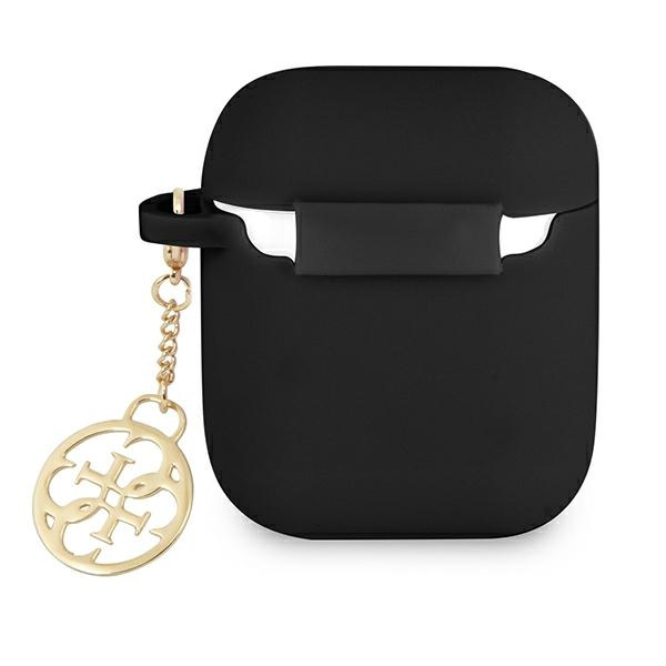 Guess  GUA2LSC4EK AirPods 1/2 coverczarny/black Silicone Charm 4G Collection