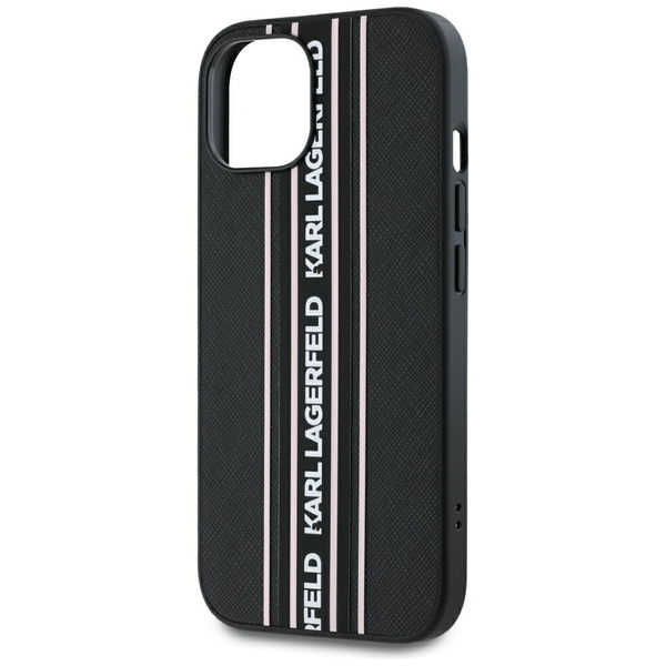 Etui Karl Lagerfeld Saffiano Athleisure  Stripes Cord do iPhone 15 różowy