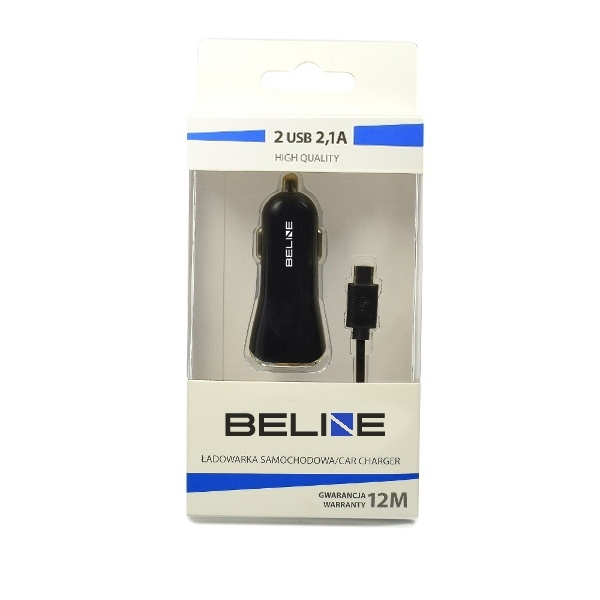 Beline Ład. sam. 2xUSB + USB-C 2,1A czarna/black