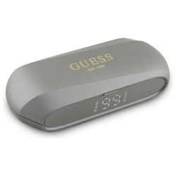 Guess słuchawki Bluetooth GUTWSC2MCDSE   TWS + stacja dokująca taupe Elongated Metalic Printed Logo