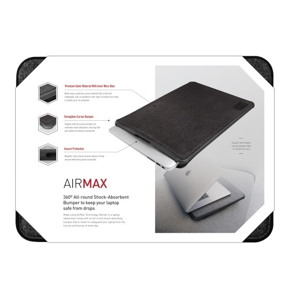 UNIQ etui Dfender laptop Sleeve 15" czarny/charcoal black