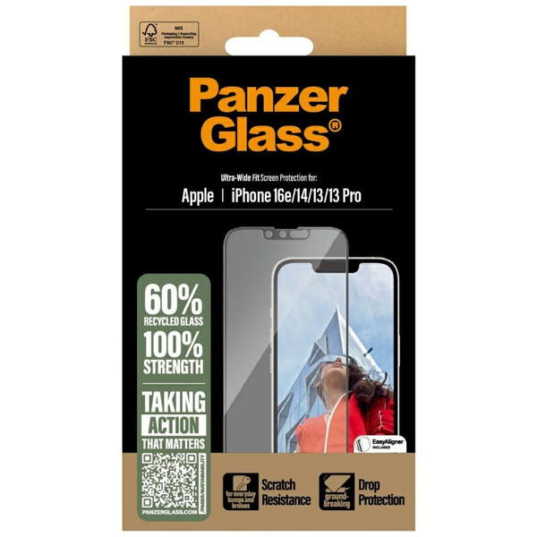 Szkło hartowane PanzerGlass Ultra-Wide    Fit do iPhone 16e/14/13/13 Pro