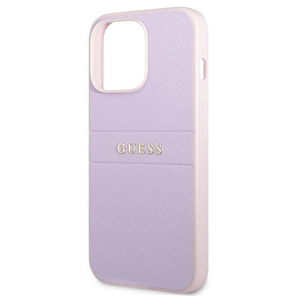 Guess GUHCP13LPSASBPU iPhone 13 Pro / 136,1" fioletowy/purple Saffiano Hot Stamp & Metal Logo