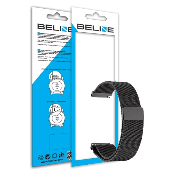 Beline pasek Watch 22mm Fancy czarny/black
