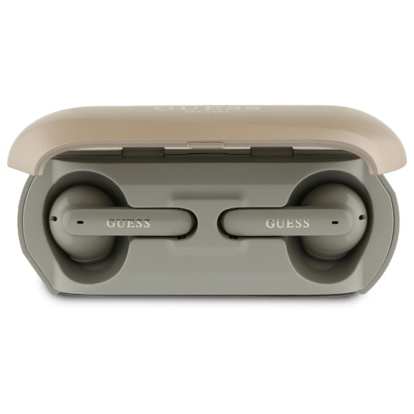 Guess słuchawki Bluetooth GUTWSC2MCDSD   TWS + stacja dokująca złoty/gold Elongated Metalic Printed Logo