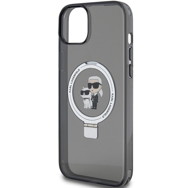 Karl Lagerfeld KLHMP15SHMRSKCK iPhone 15 6.1" black/black hardcase Ring Stand Karl&amp;Choupette MagSafe