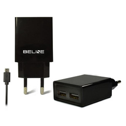 Beline Ład. siec. 2xUSB + microUSB 2A czarna/black