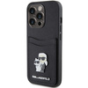 Karl Lagerfeld Saffiano Cardslot Karl&amp;Choupette Metal Pin case for iPhone 15 Pro - black