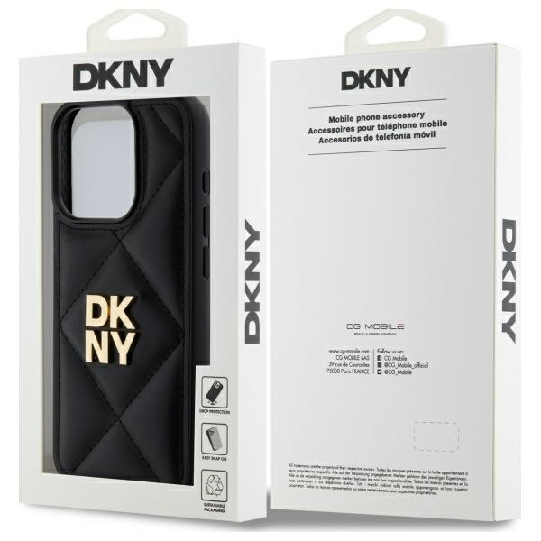 DKNY DKHCP15LPQDSLK iPhone 15 Pro 6.1"   czarny/black Quilted Stack Logo