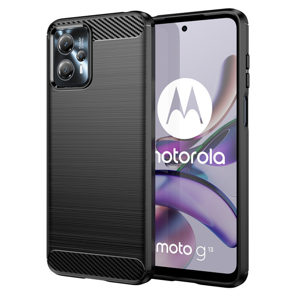 CARBON CASE FOR MOTOROLA MOTO G13 FLEXIBLE SILICONE CARBON COVER BLACK