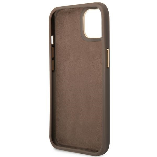 Guess GUHCP14MHG4SHW iPhone 14 Plus/ 15 Plus 6.7" brązowy/brown hard case 4G Vintage Gold Logo
