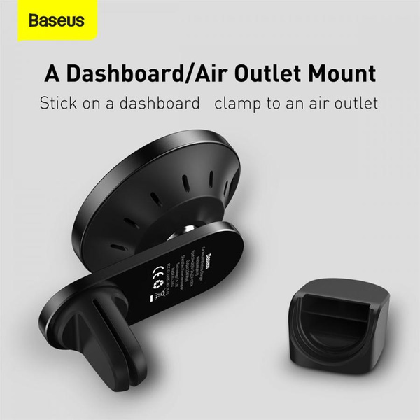Baseus magnetic car phone holder wireless Qi charger 15 W (MagSafe compatible for iPhone) black (WXJN-01)