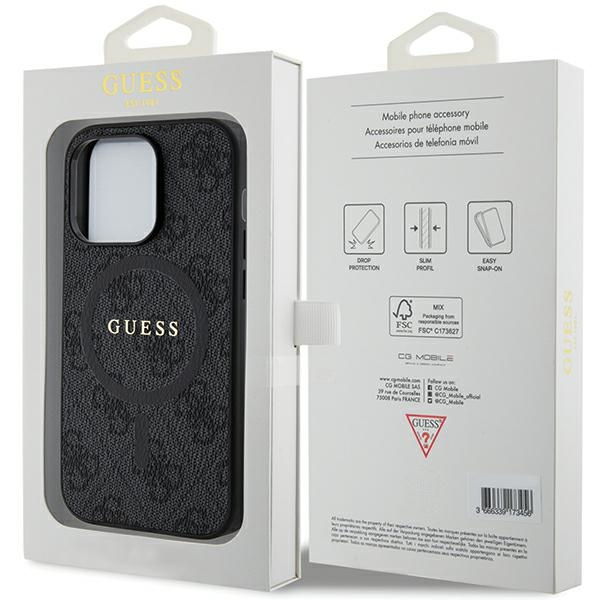 GUESS GUHMP13XG4GFRK IPHONE 13 PRO MAX 6.7 "BLACK/BLACK HARDCASE 4G COLLECTION LEATHER METAL LOGO MAGSAFE