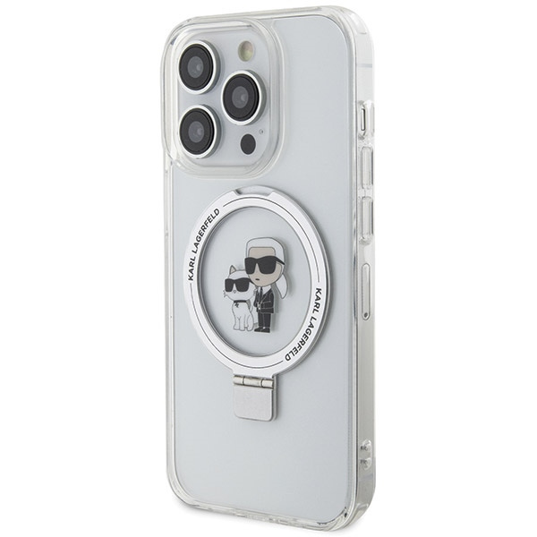 Etui Karl Lagerfeld Ring Stand Karl&Choupettte MagSafe na iPhone 13 Pro Max - białe