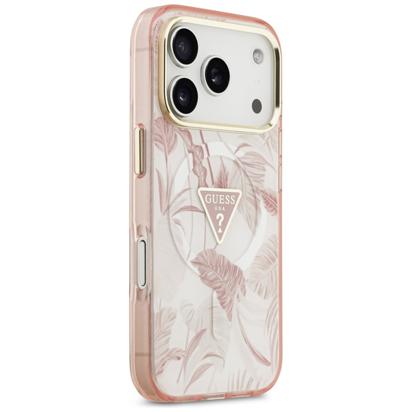 Etui Guess Jungle Tonal Triangle MagSafe do iPhone 17 Pro różowy