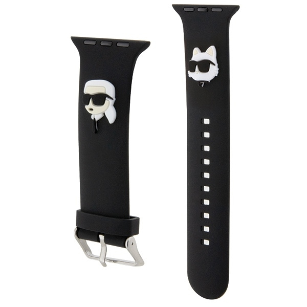 Pasek Karl Lagerfeld 3D Rubber Karl&Choupette Heads na Apple Watch 42/44/45/49mm - czarny