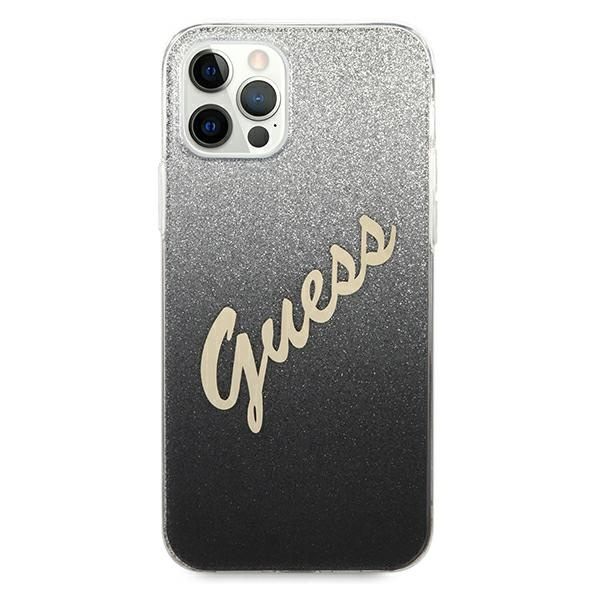 Guess GUHCP12MPCUGLSBK iPhone 12/12 Pro6,1" czarny/black hardcase Glitter Gradient Script