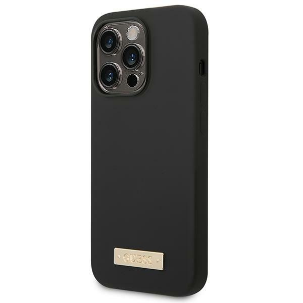 Guess GUHMP14LSBPLK iPhone 14 Pro6,1" czarny/black hard case Silicone Logo Plate MagSafe