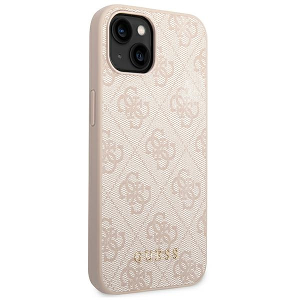 Guess GUHCP14SG4GFPI iPhone 14 / 15 / 136.1" różowy/pink hard case 4G Metal Gold Logo