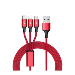 Unitek 3-in-1 USB charging cable - USB-C/microUSB/Lightning, 1.2m; C4049RD