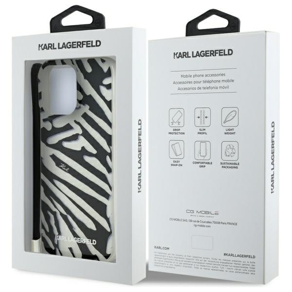 Karl Lagerfeld KLHCP16LHZBPKCCK iPhone 16 Pro 6.3" czarny/black hardcase IML Zebra Pattern & Cord