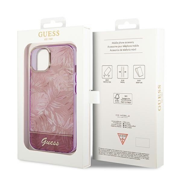 Guess GUHCP14MHGJGHP iPhone 14 Plus / 15 Plus 6.7" różowy/pink hardcase Jungle Collection
