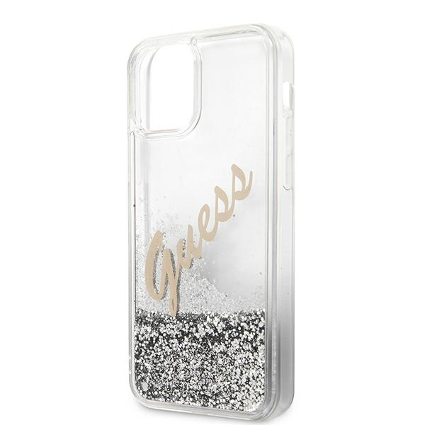 Guess GUHCP12LGLVSSI iPhone 12 Pro Max6,7" srebrny/silver hardcase Glitter Vintage Script