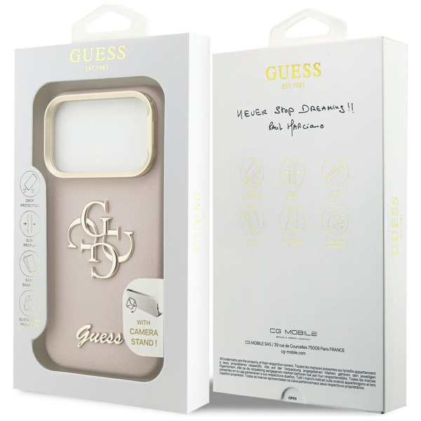Etui Guess Grained Big 4G & Stand Camera do iPhone 17 Pro różowy