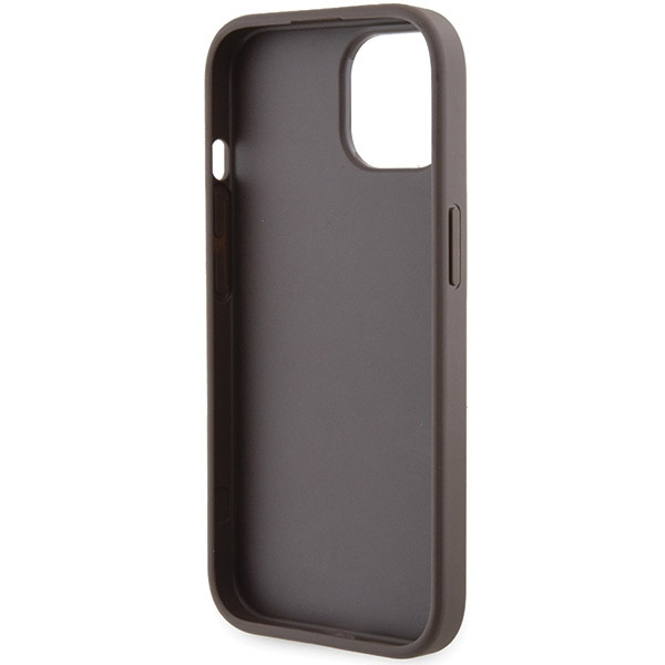 Guess GUHCP15SPGS4TDW iPhone 15 / 14 / 13 6.1" brązowy/brown hardcase Grip Stand 4G Triangle Strass