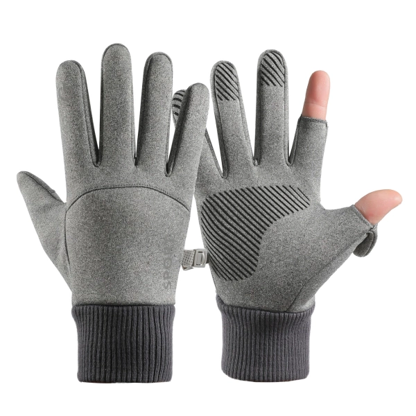 MEN'S INSULATED SPORTS PHONE GLOVES - GRAY