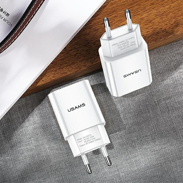USAMS Ład. siec. 1xUSB T18 2,1A (only head) biały/white Fast Charging CC075TC01