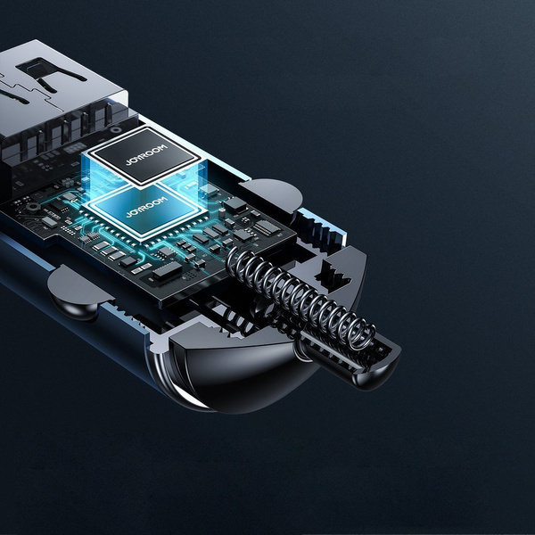 JOYROOM MINI DUAL PORT USB TYPE C / USB 45 W 5 A SMART CAR CHARGER POWER DELIVERY QUICK CHARGE 3.0 AFC SCP GRAY (C-A35)