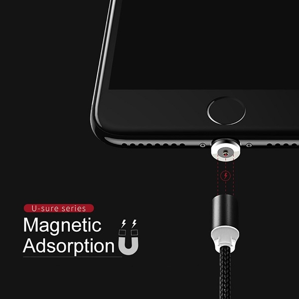 USAMS Kabel magnetyczny U-Sure USB-C1m 2.1A pleciony czarny/black SJ293USB01 (US-SJ293)