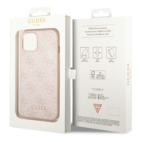 Guess GUHCP14SG4GFPI iPhone 14 / 15 / 136.1" różowy/pink hard case 4G Metal Gold Logo