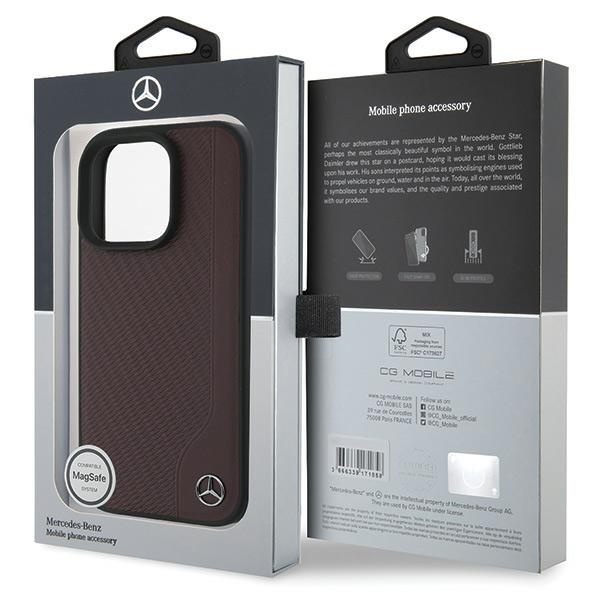 Mercedes MEHMP16L23RBGVR iPhone 16 Pro  6.3" czerwony/red hardcase MB Wood Imitation Leather MagSafe
