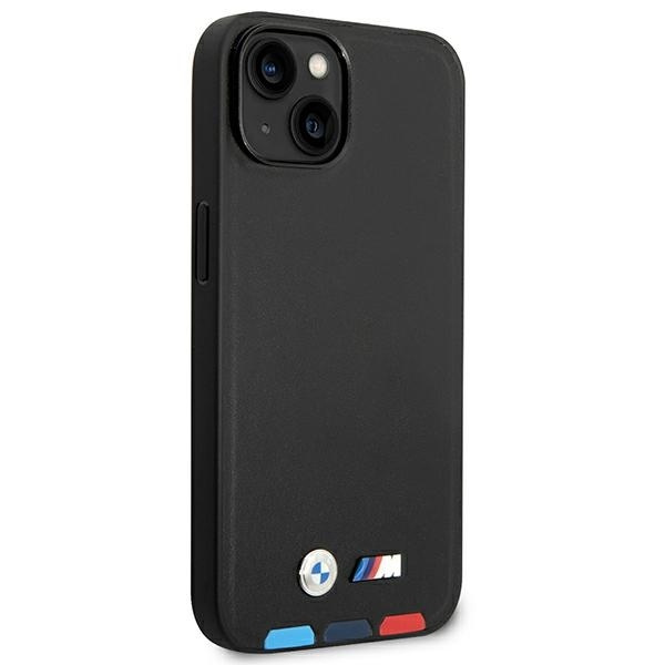 Case BMW BMHMP14S22PTDK iPhone 14 6.1 "black / black Leather Stamp Tricolor Magsafe