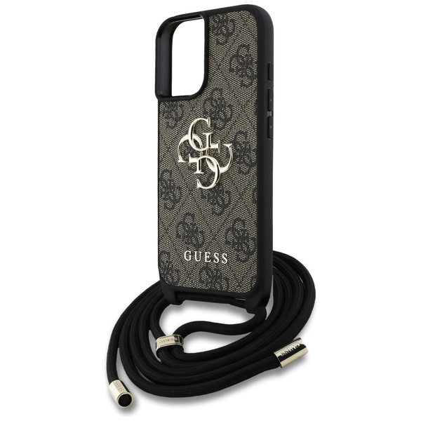 Etui Guess 4G Big Logo Cord Stap         Crossbody do iPhone 16 Plus brązowy