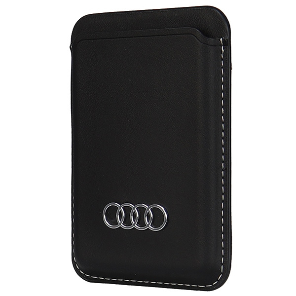 Audi Synthetic Leather Wallet Card Slot  czarny/black MagSafe AU-MSCH-Q3/D1-BK