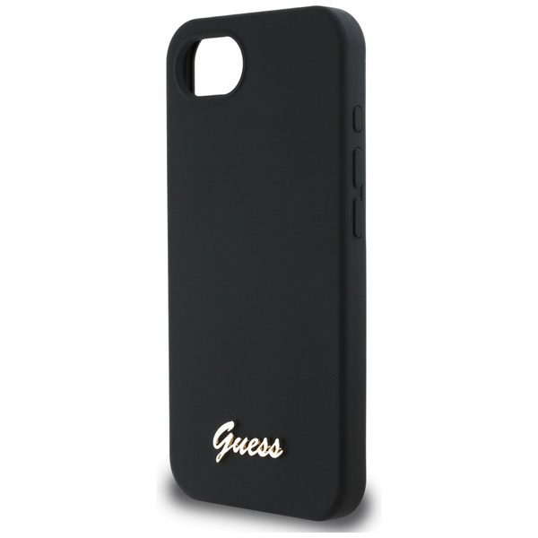 Etui Guess Silicone Script Metal Logo    MagSafe do iPhone 16e czarny