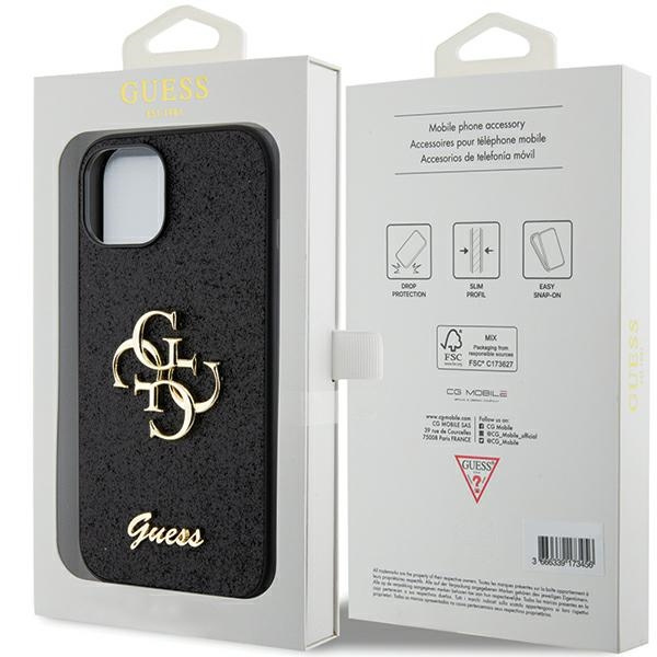 Guess GUHCP15SHG4SGK iPhone 15 / 14 / 13 6.1" czarny/black hardcase Glitter Script Big 4G