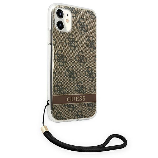 Guess GUOHCN61H4STW iPhone 11brązowy/brown hardcase 4G Print Strap