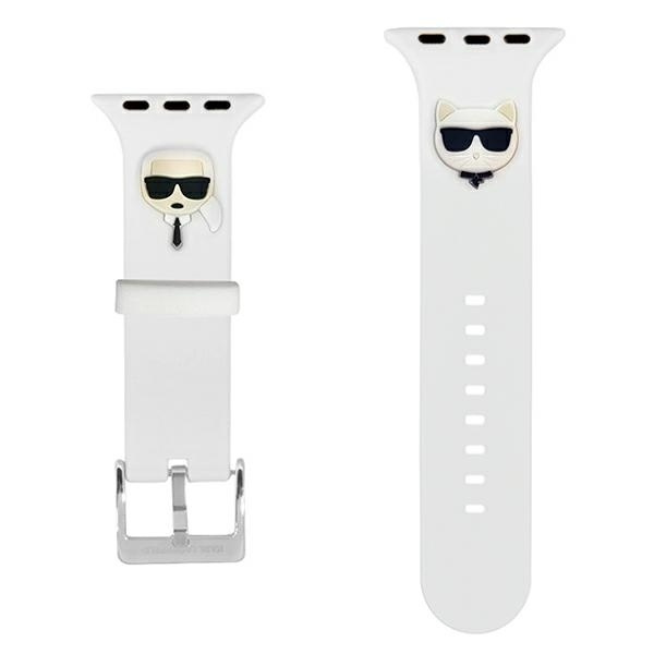 KARL LAGERFELD PAST KLAWMSLCKW APPLE WATCH 38/40/41MM BIAŁY/WHITE STRAP SILICONE KARL & CHOUPETTE HEADS