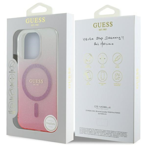 Guess GUHMP16LHGRCELP iPhone 16 Pro6.3" różowy/pink hardcase IML Glitter Gradient MagSafe