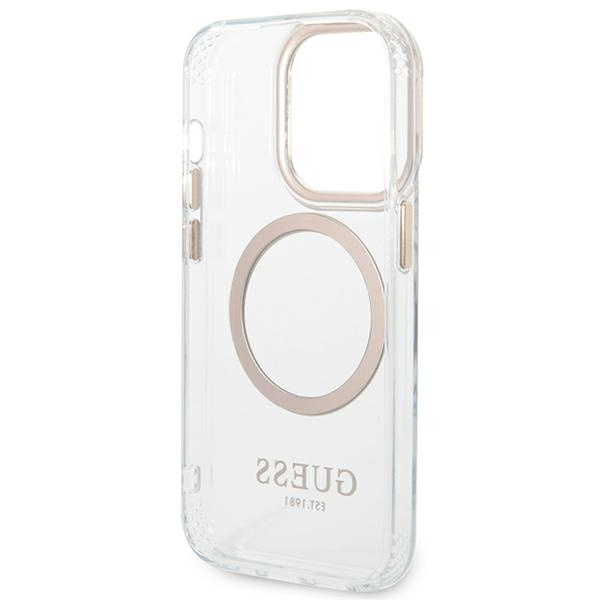 Guess GUHMP14XHTRMD iPhone 14 Pro Max6,7" złoty/gold hard case Metal Outline Magsafe
