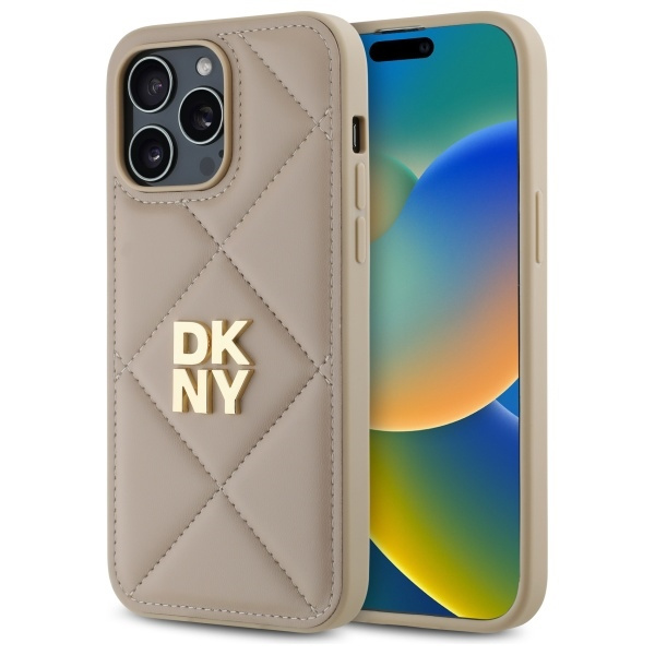 DKNY DKHCP14LPQDSLE iPhone 14 Pro 6.1"   beżowy/beige Quilted Stack Logo