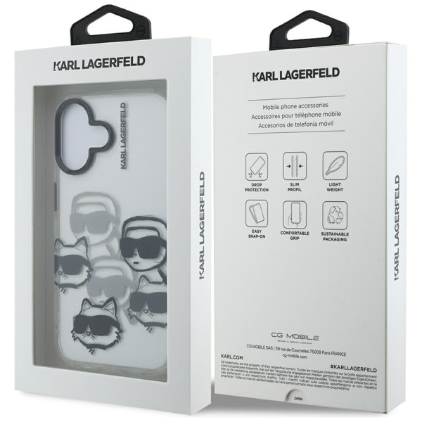 Etui Karl Lagerfeld IML Multi K&C Head   Pattern do iPhone 16 przezroczysty